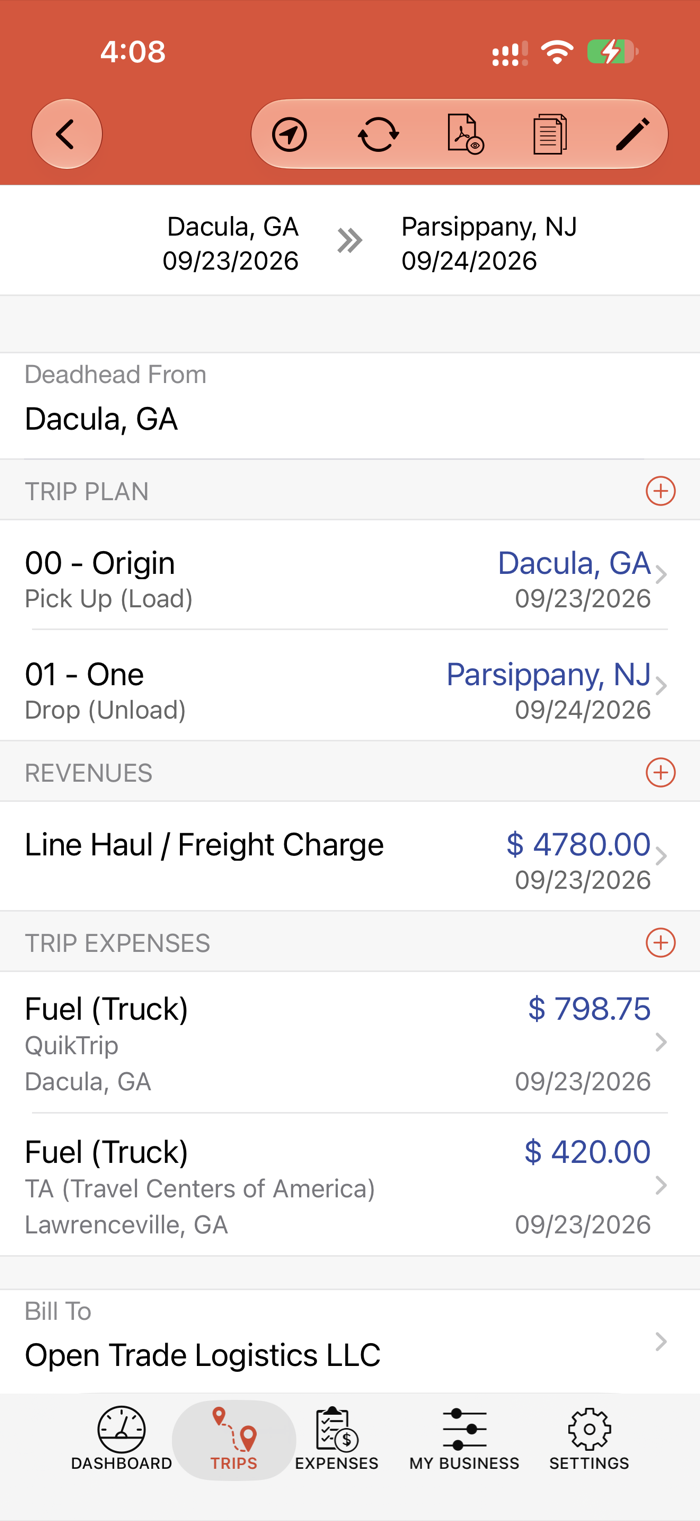Trip details