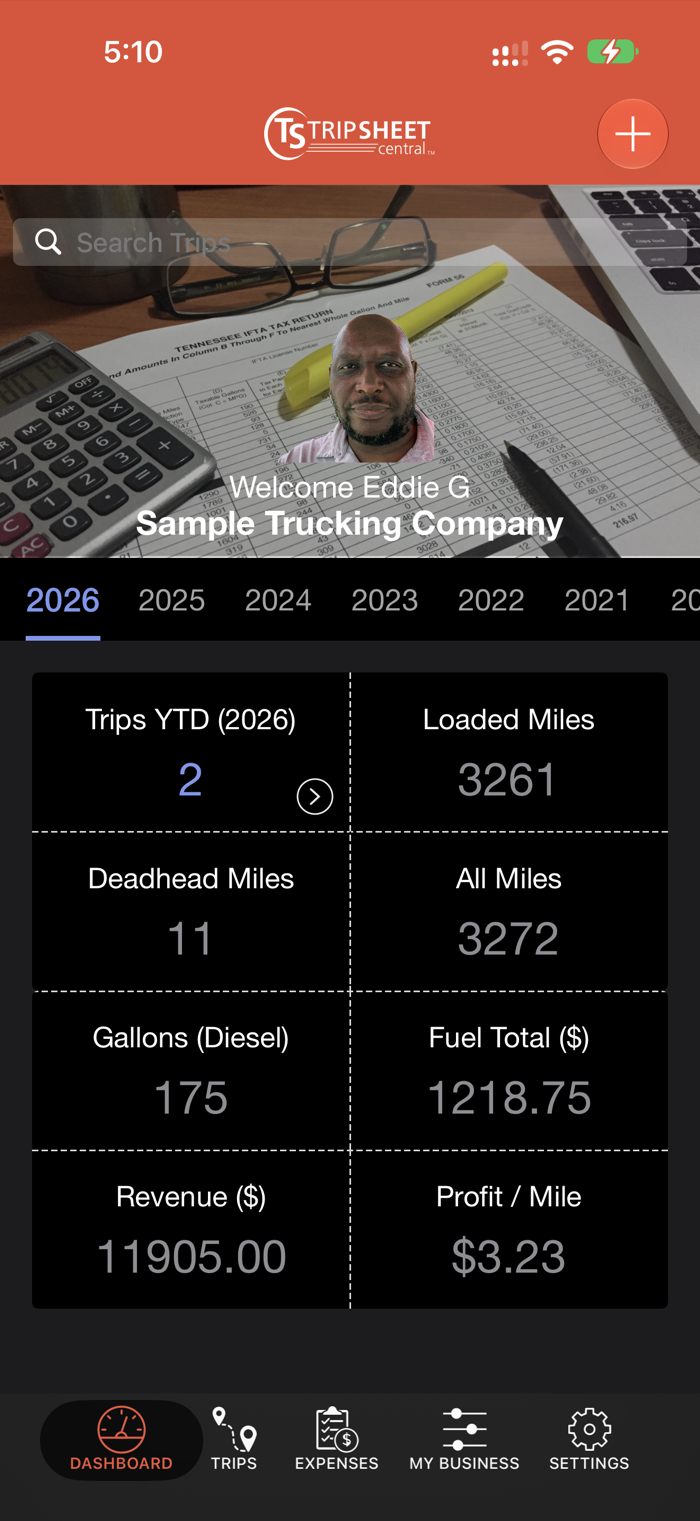 Dashboard in dark mode