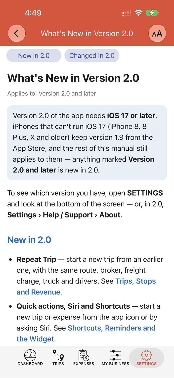 User Manual in the app
